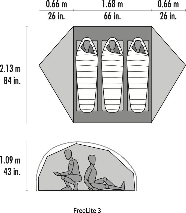Image du produit Msr FreeLite 3 Green Tent V3 (Tente igloo, 1.28 kg, 3 personnes)