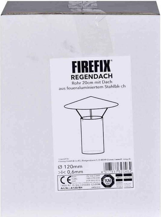 Actual product image FireFix A110/RH Rain cap (galvanised), height 420 mm, ø 110 mm - for 0.6 mm thick stovepipes