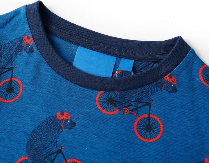 Produktbild vidaXL Kinderpyjama mit Langen Ärmeln Petrolblau 92,Material: 100 (92)