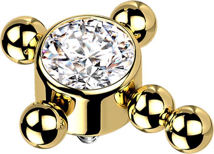 Image du produit Star Piercing Dermal Anchor plaqué or croix boules cristal argent (sans laiton, Titane)