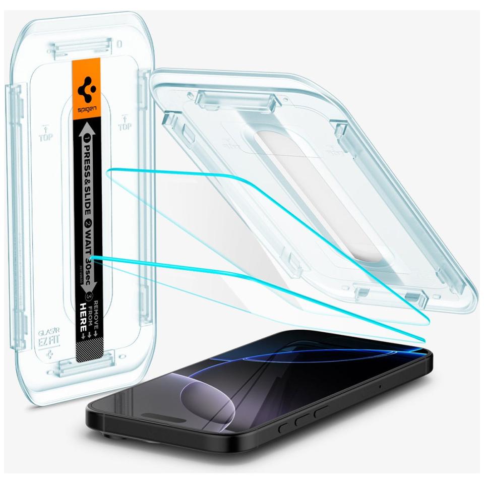 Spigen Glas.TR EZ Fit (2 Stück, Apple iPhone 16 Pro Max), Smartphone Schutzfolie, Transparent