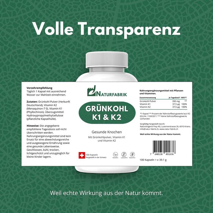 Produktbild Naturfabrik Grünkohl K1 & K2 (100 Stück, Kapseln)