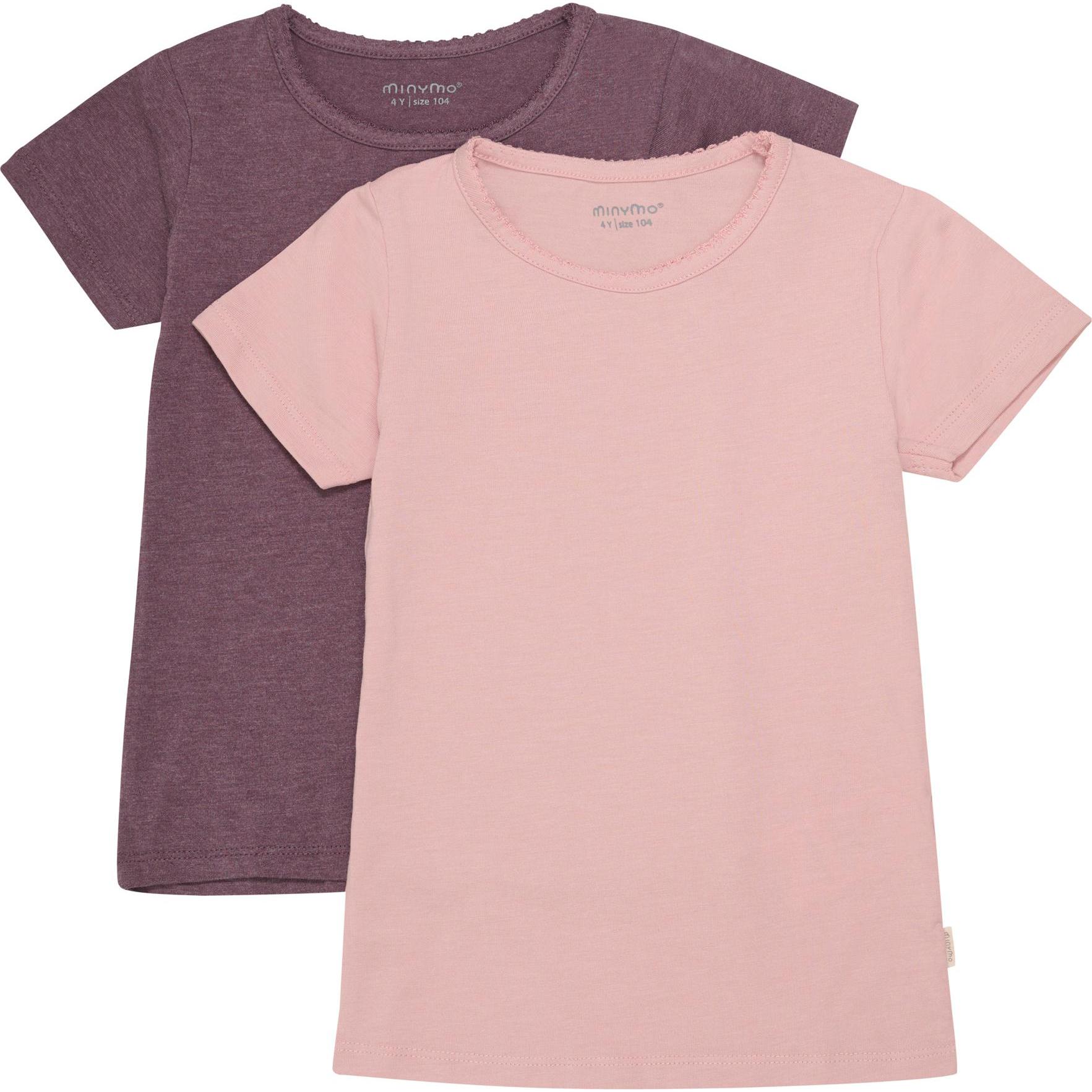 Thumbnail - Minymo, Unisex, Shirt, MIBasic 33 - T-shirt (2-pack) - 3933, Rosa, (152)