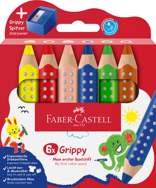 Immagine prodotto Faber-Castell Matita colorata Grippy + temperino 6SZ (Multicolore, 6 x)