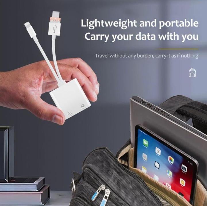 Produktbild PowerGuard DualHeadConnect USB-C/USB-A Lightning Photo SD Card Adapter (USB-A, USB-C, Lightning)