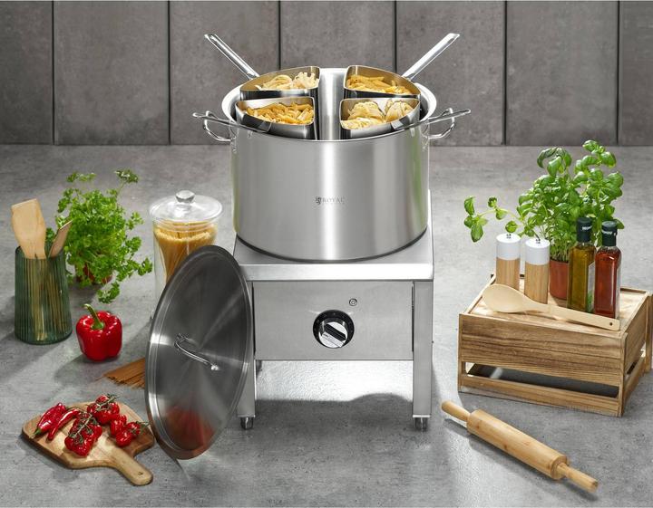 Produktbild Royal Catering Nudeltopf 31 l Pastatopf 4 Siebeinsätze Deckel Nudelkochtopf Edelstahl Pasta Topf (Kochtopf, Edelstahl)