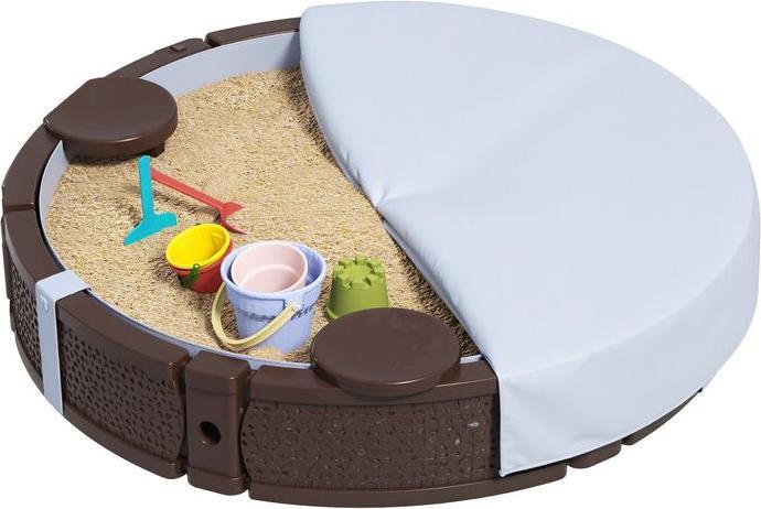 Image du produit Swisshandel24 Sandkasten, Runde Sandkiste für bis zu 3 Kinder, mit 3 Sitzen, Dunkelblau