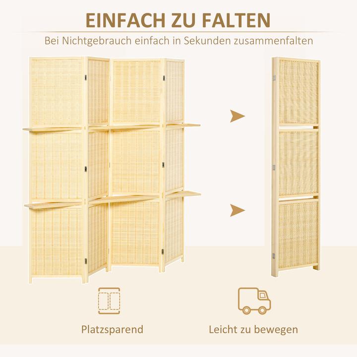 Image du produit Homcom Paravent Bambus, Kiefernholz Naturholz