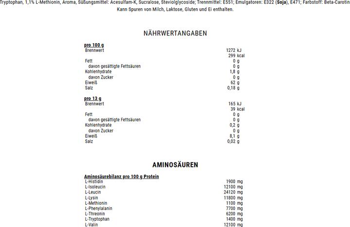 Nährwerte und Zutaten Weider Premium EAA (325 g, 1x)