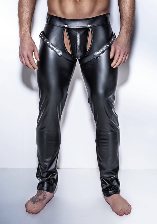 Immagine prodotto Noir Handmade Pantaloni lunghi Powerwetlook con cinghie regolabili stile imbracatura (XL)