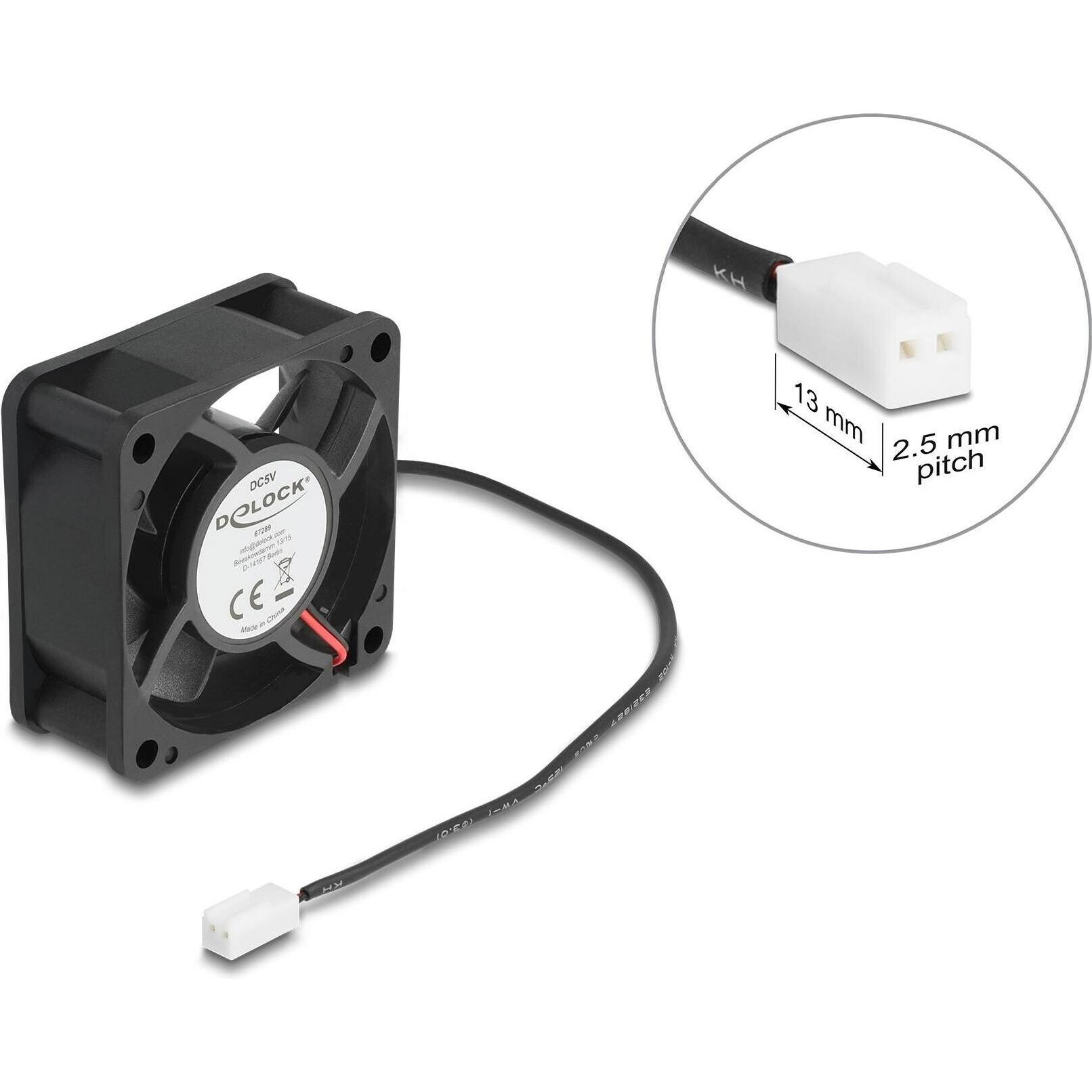 Delock Axiallüfter 5 V DC, 60 x 60 x 25 mm schwarz (60 mm, 1 x), Ventola PC, Nero