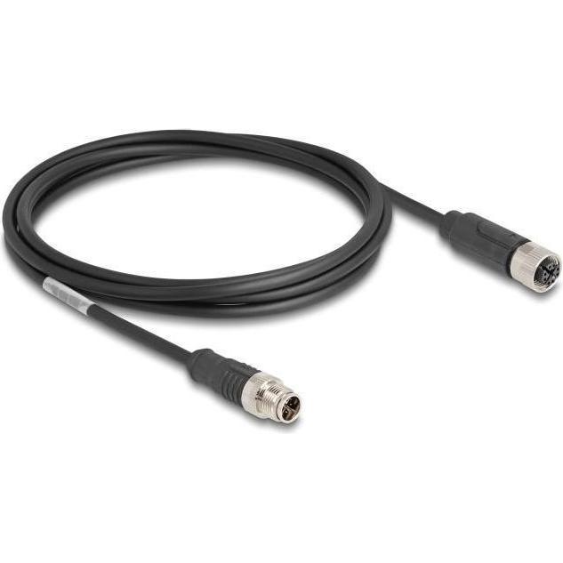 Thumbnail - Delock M12 Kabel X-kodiert 8 Pin Stecker zu Buchse PVC 2 m (S/FTP, CAT5e, 2 m), Netzwerkkabel
