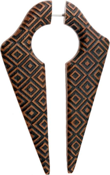 Immagine prodotto Star Piercing Fake Ohrgewicht Schlüsselloch Sumatra Batik aus Sawo Holz (senza ottone, Organico)