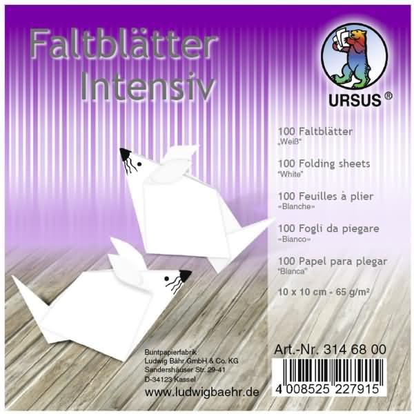 Ursus, Bastelpapier, Faltblätter Intensiv Uni 10x10cm VE=100 Blatt weiss (65 g/m², 1 x)