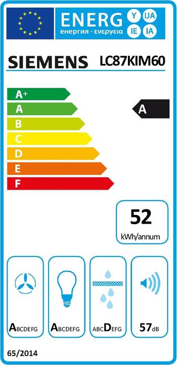 Label énergétique Siemens LC87KIM60 (Hotte murale)