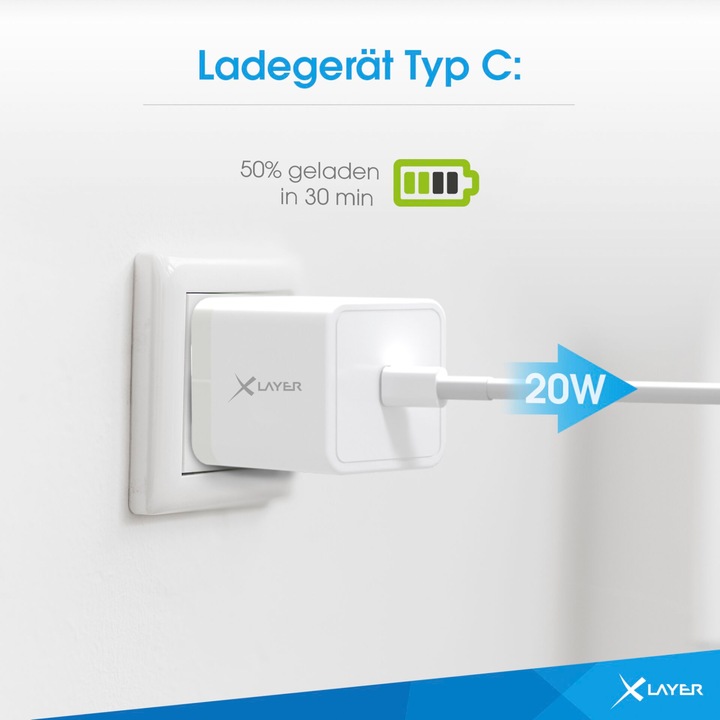Productafbeelding Xlayer Type-C (USB-C) Enkele oplader PD 20W Wit (20 W)