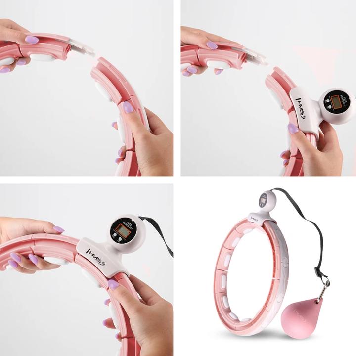 Image du produit HMS Hula Hop HHM15 avec aimant et poids rose + compteur (44 cm, 1500 g)
