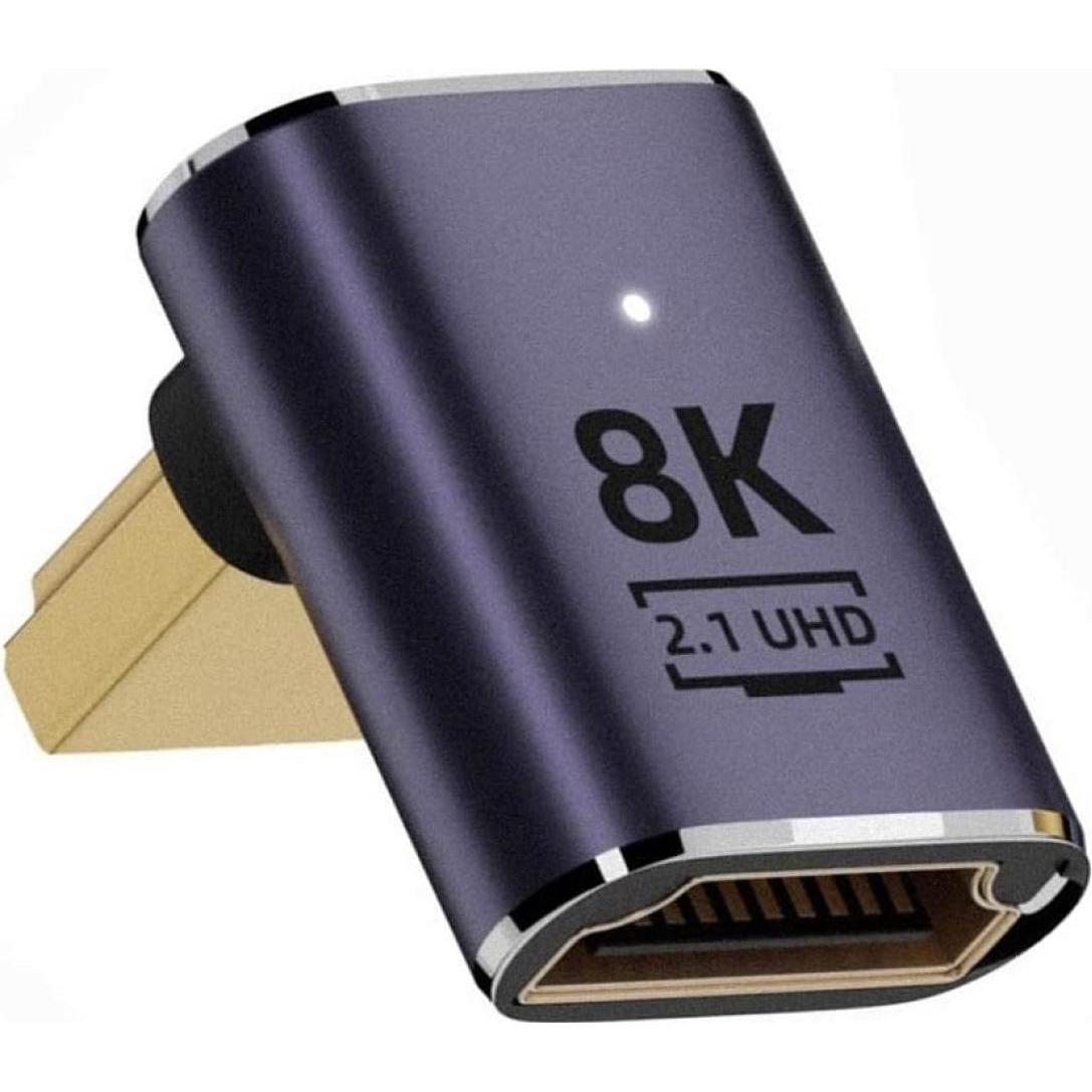 Thumbnail - PowerGuard HDMI auf HDMI 2.1 8K 90-Grad Winkel Up Low Profile Adapter (HDMI), Data + Video Adapter, Grau