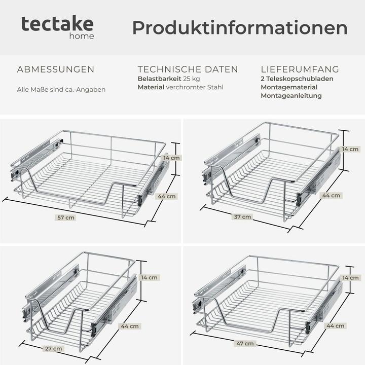 Actual product image tectake Telescopic drawer