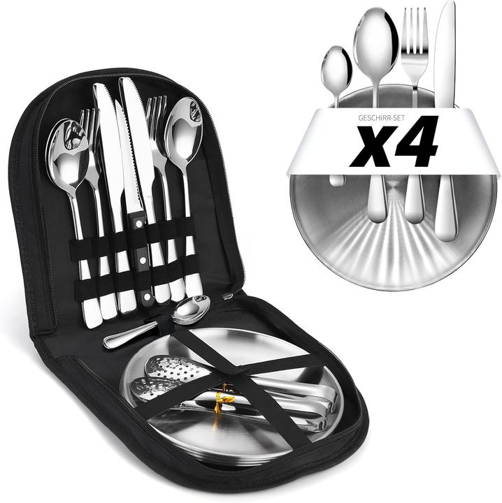 Wasavi 23-teiliges Campinggeschirr- und Besteckset für 4 Personen