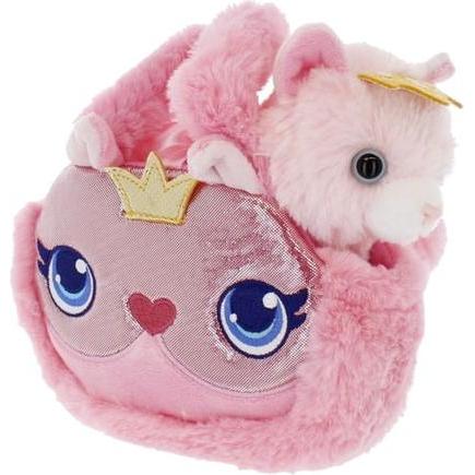 Aurora Plüsch Katze - mit Tasche rosa mit Krone