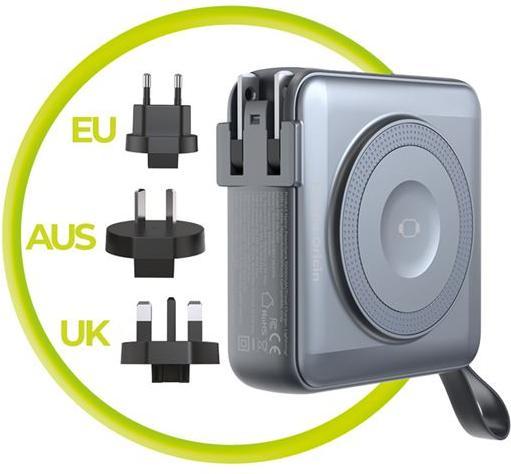 Image du produit Mobile Origin Powerbank & Travel Charger Lightning/USB-C Cable MagSafe/AW/iPhone Compatible grey Powerbank - G... (10000 mAh)