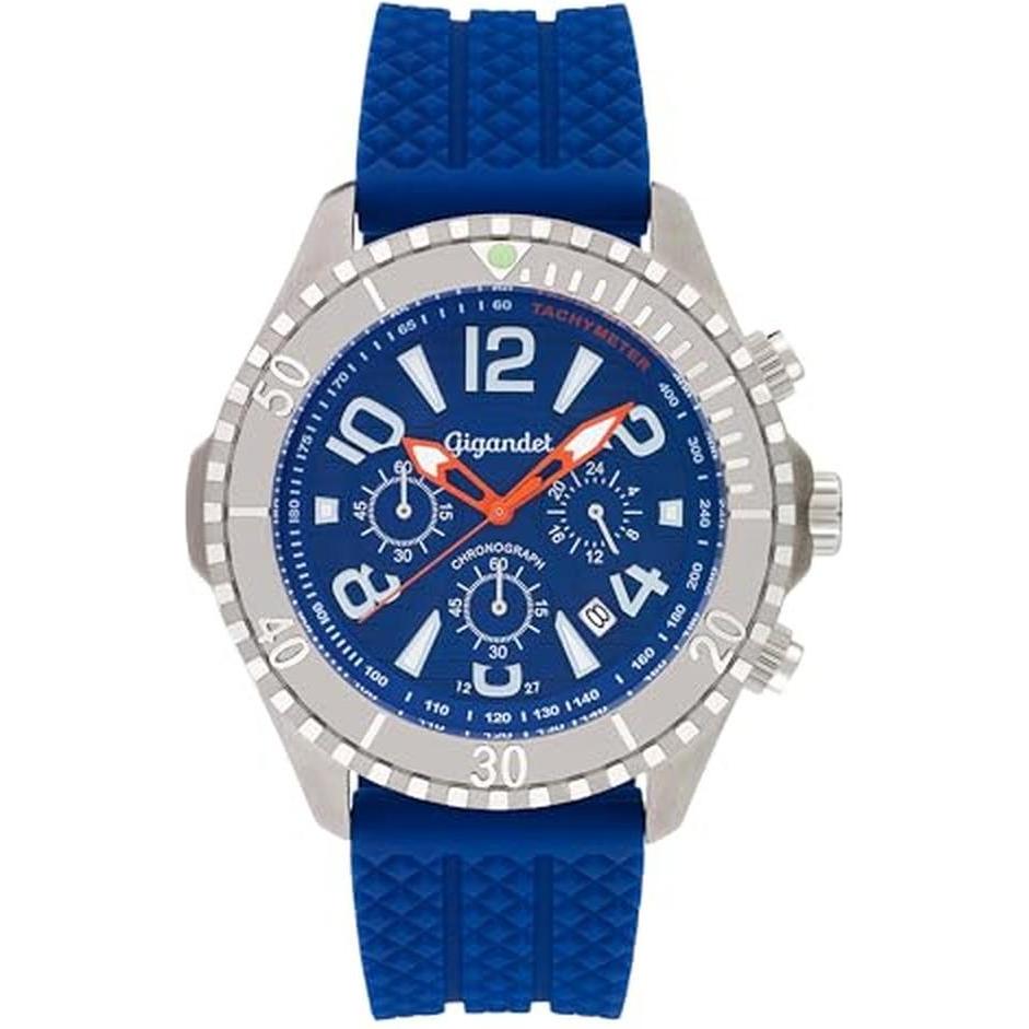 Gigandet, Orologio da polso, Orologio analogo giapponese al quarzo con cronografo subacqueo e cinturino in silicone, (Cronografo)