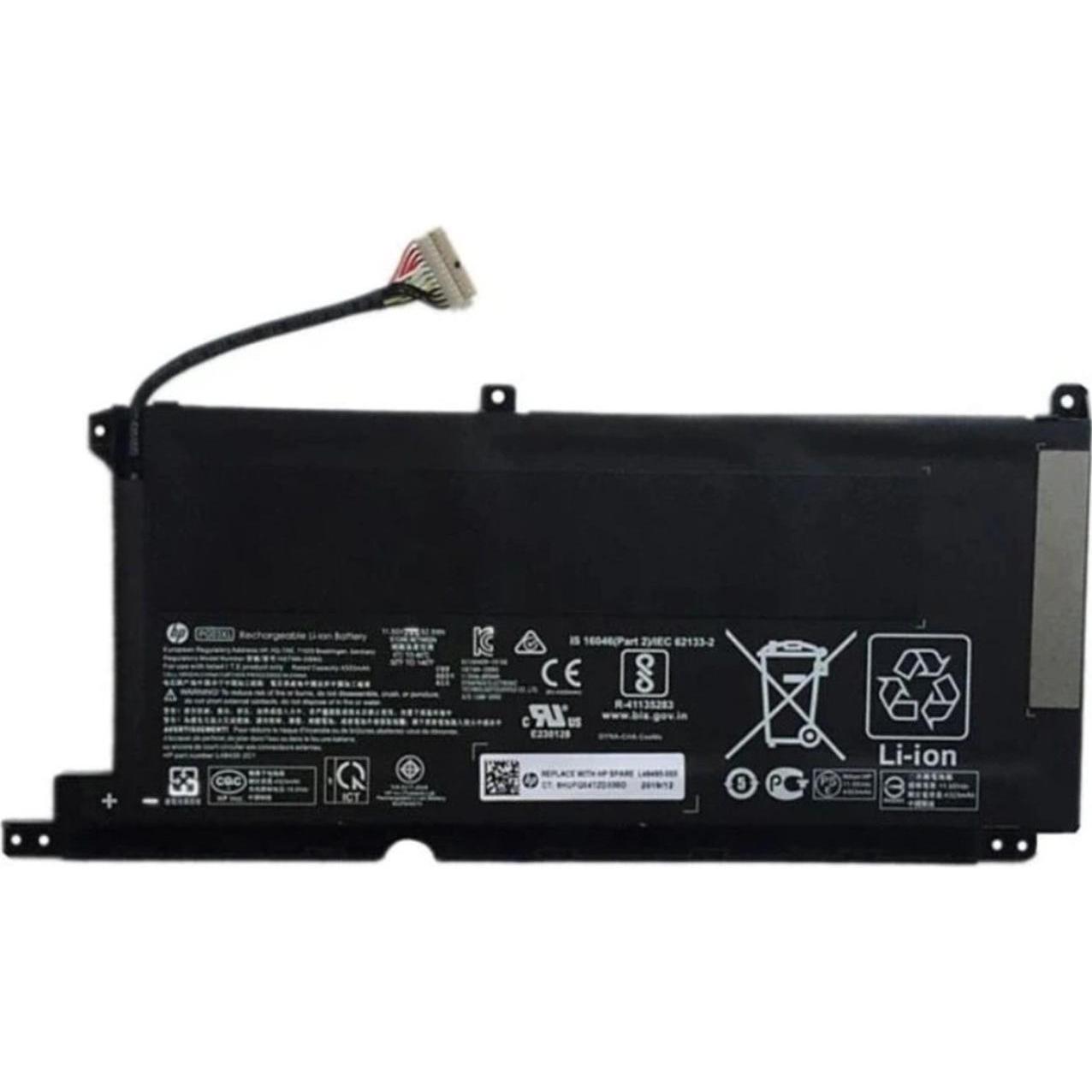 HP BATT 3C 52Wh 4.55Ah LI PG03052 (1 Zellen, 4323 mAh), Notebook Akku, Schwarz