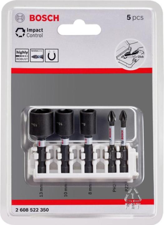 Actual product image Bosch Professional Zubehör Impact Control screwdriver bit and socket spanner pack, 5 pcs. (Cross Phillips PH)