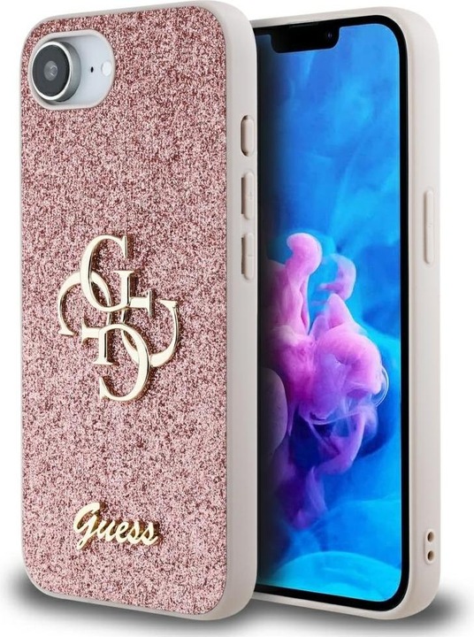 Produktbild Guess Back panel cover Apple PU Fixed Glitter 4G Metal Logo Case for iPhone SE4 Pink (Apple iPhone 16e)