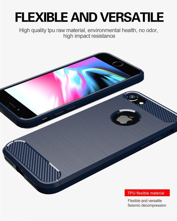 Image du produit Cadorabo TPU Ultra Slim carbon edelstahl Combi Cover (Apple iPhone 7)