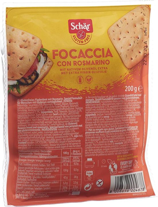 Image du produit Schär Focaccia mit Rosmarin (200 g)