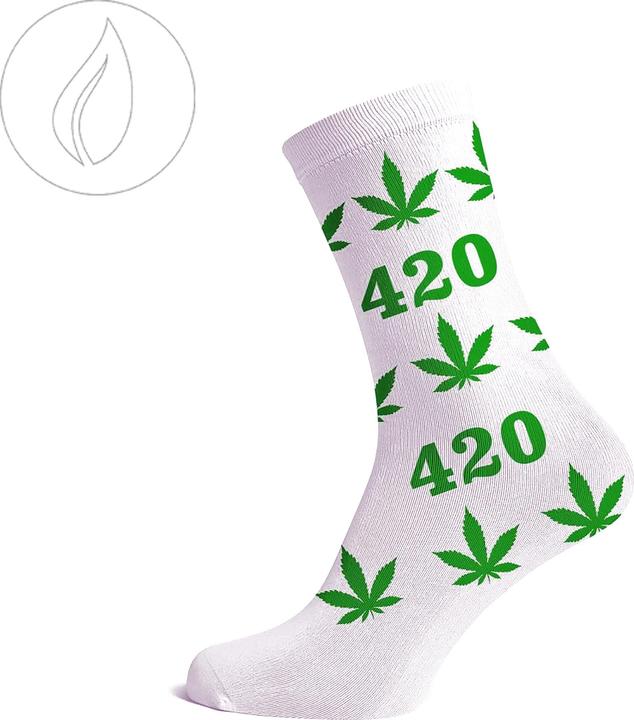 Immagine prodotto R420 Calzini lunghi taglia 36-42 Bianco 420 Foglie verdi (Confezione singola, 36 - 42)