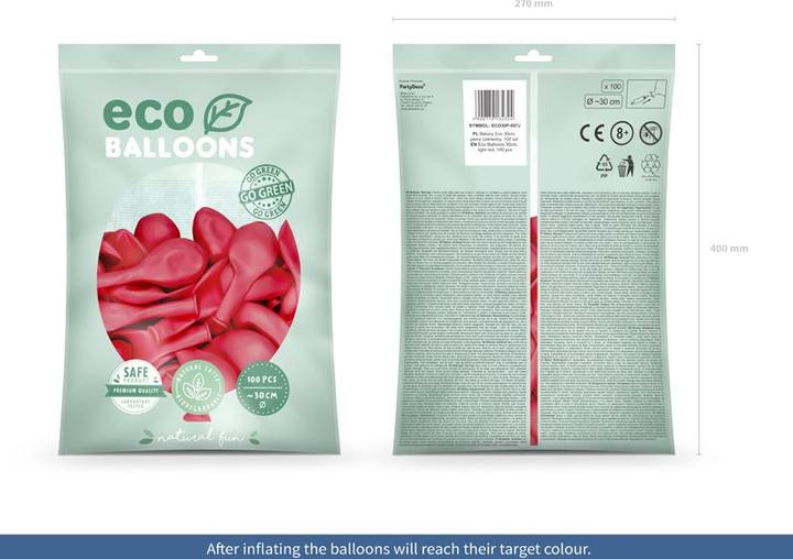 Image du produit Partydeco Ballons écolos 30 cm pastel, rouge clair (1 pc) (100 x)