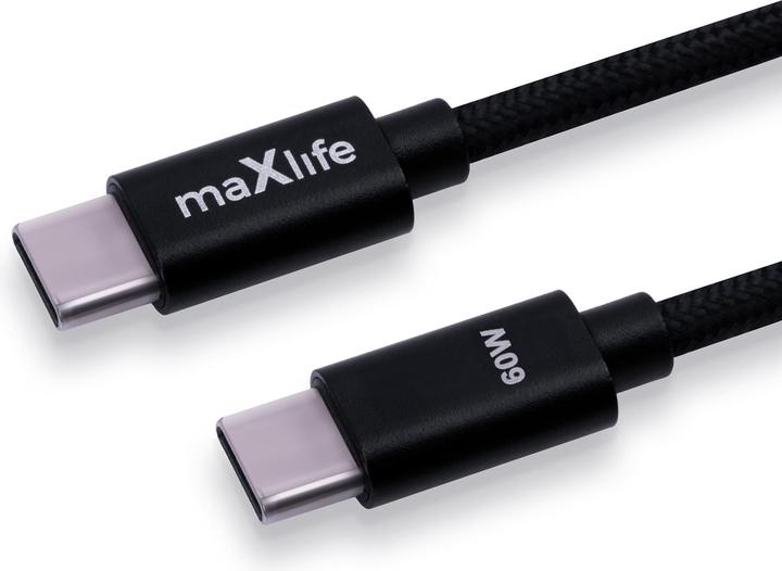 Produktbild Maxlife MXUC-12 cable USB-C - USB-C 1,0 m 60W black (1 m, 60 W)