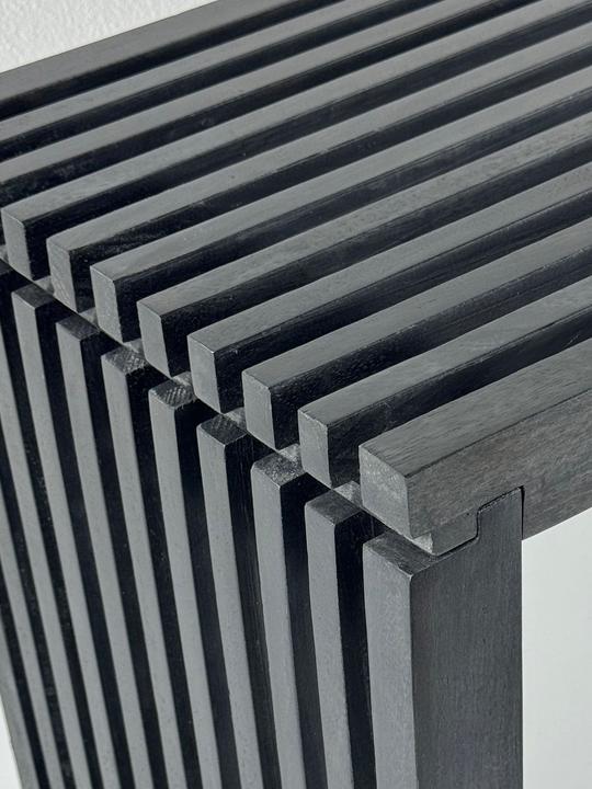 Produktbild FineBuy Sitzbank Garderobenbank Akazie Massivholz 120 cm Schwarz Flurbank Klein (120 cm)