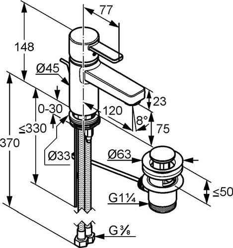 Immagine prodotto Kludi Miscelatore per lavabo Zenta XL (rubinetto) durevole, miscelatore per bagno cromato