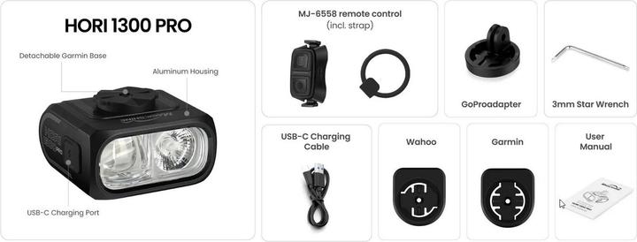 Actual product image Magicshine Hori 1300 Frontleuchte mit Dual Mount (1300 lm)