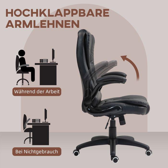 Produktbild Swisshandel24 Bürostuhl, Ergonomisch Chefsessel mit Wippfunktion, Hochklappbare Armlehne, schwarz