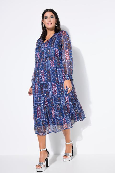 Produktbild Studio Untold Chiffon-Midikleid, Patchprint mit Glitzer, Saumvolant (54, 56)