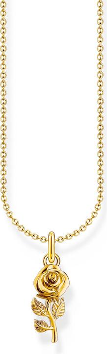 Thomas Sabo Kette mit Rosen-Anhänger vergoldet (925er Silber, 750 Gelbgold Vergoldung, 38 - 45 cm)
