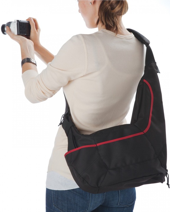 Actual product image Lowepro Passport Sling II SLR Camera Bag Black-Red (Camera shoulder bag)