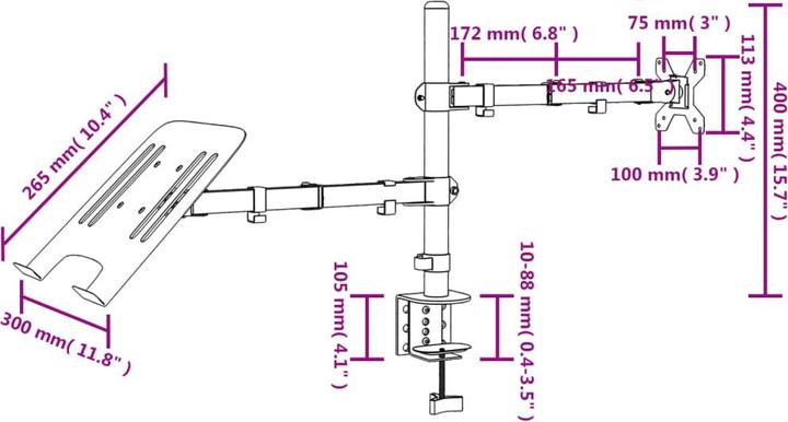 Image du produit vidaXL Monitorhalterung (Tables, 27", 10 kg)