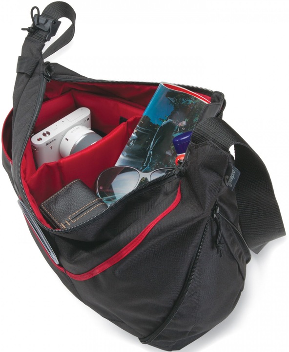 Actual product image Lowepro Passport Sling II SLR Camera Bag Black-Red (Camera shoulder bag)