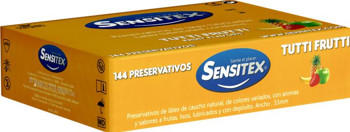 Sensitex «Tutti Frutti» 144 bunte und vegane Kondome mit Geschmack - aus Spanien, Vorratspackung (144 Stk.)