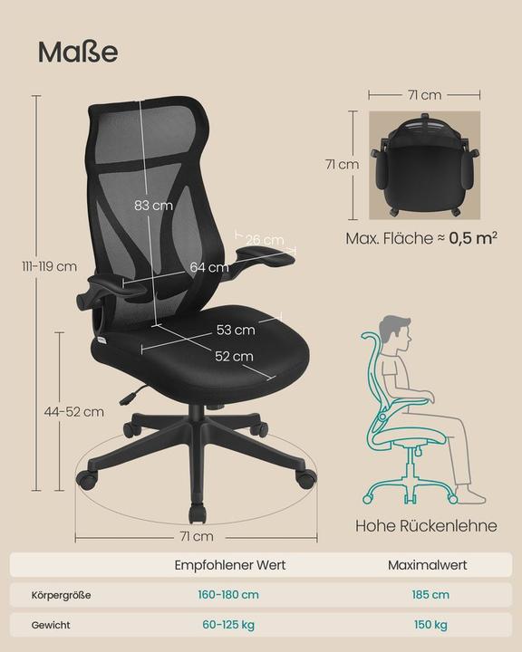 Immagine prodotto Songmics Sedia da ufficio ergonomica