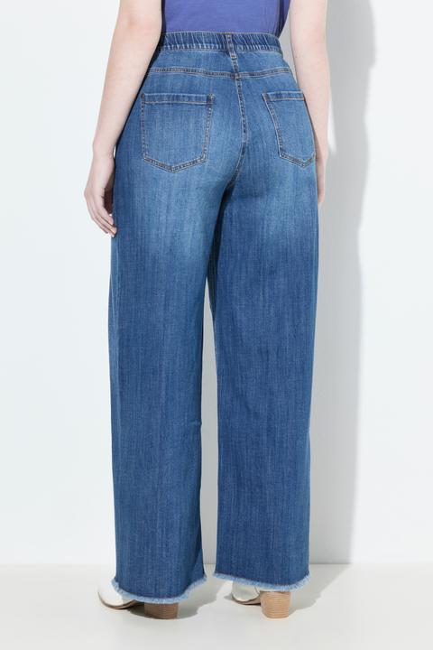 Produktbild Ulla Popken Jeans Mary, weites Bein, Fransensaum, Stretchdenim (52)