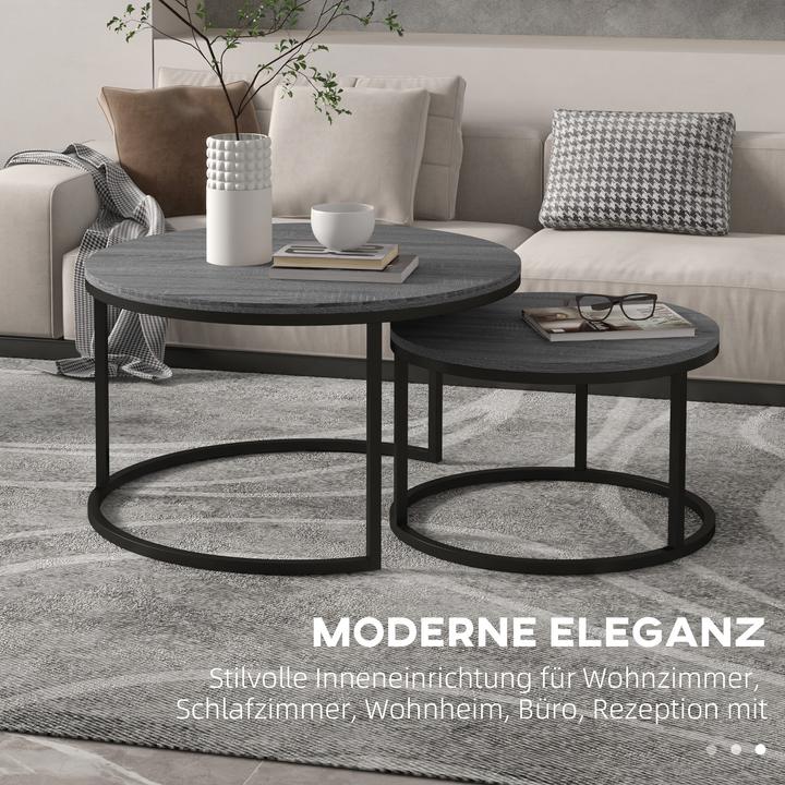 Image du produit Homcom Couchtisch Set MDF, Metall Schwarz
