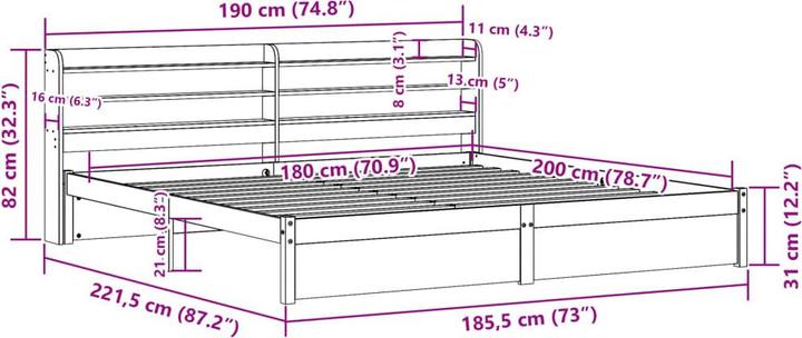 Image du produit vidaXL Bettgestell (180 x 200 cm)