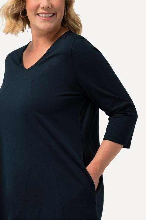 Produktbild Ulla Popken Longshirt, Ziernähte, A-Linie, V-Ausschnitt, 3/4-Arm (58)